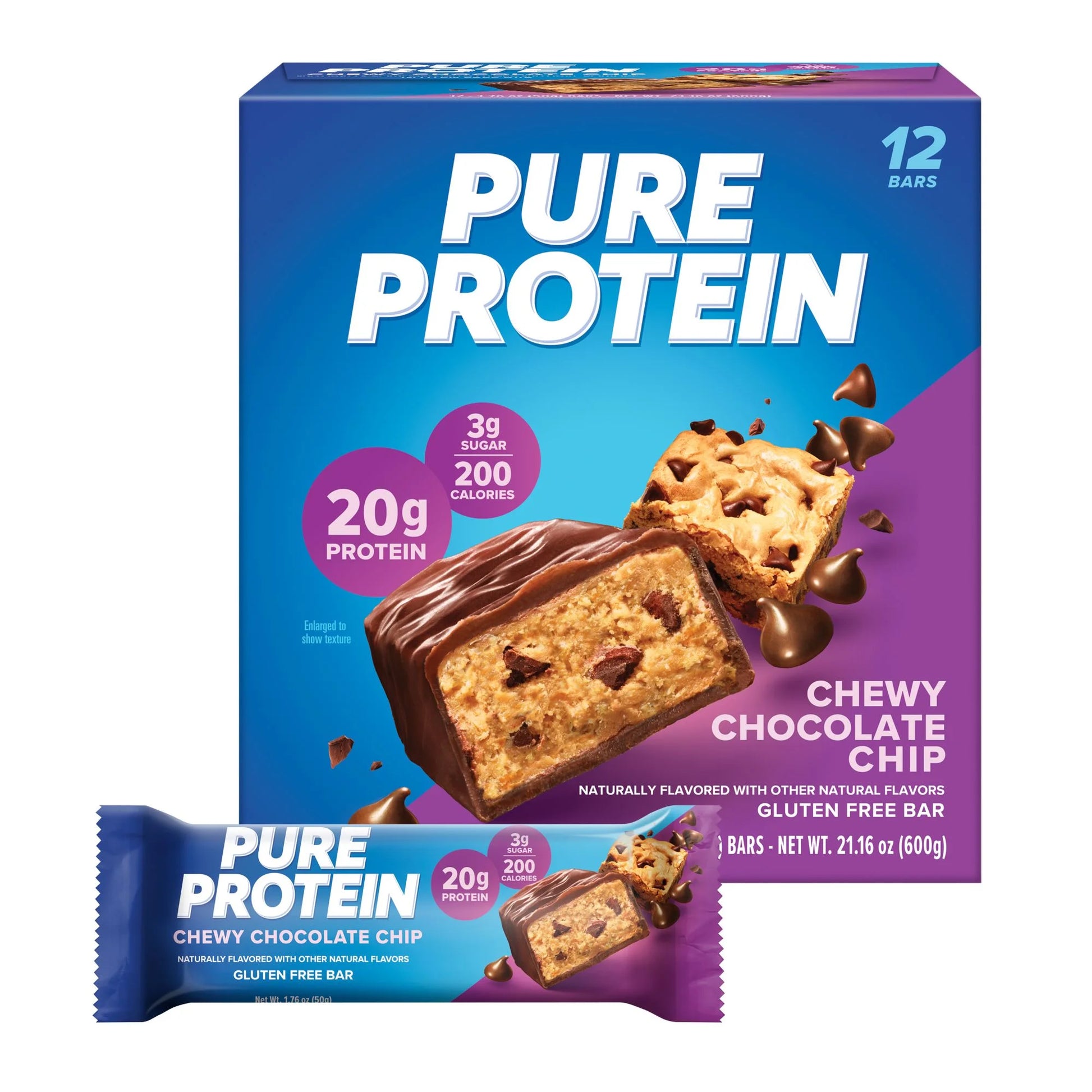 High Protein Bar, Chewy Chocolate Chip, 20G Protein, 12 Ct