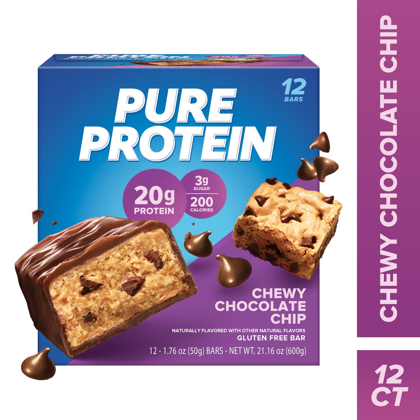 High Protein Bar, Chewy Chocolate Chip, 20G Protein, 12 Ct