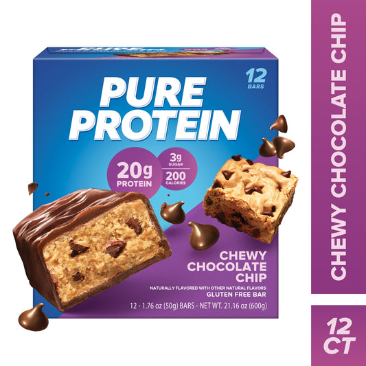 High Protein Bar, Chewy Chocolate Chip, 20G Protein, 12 Ct