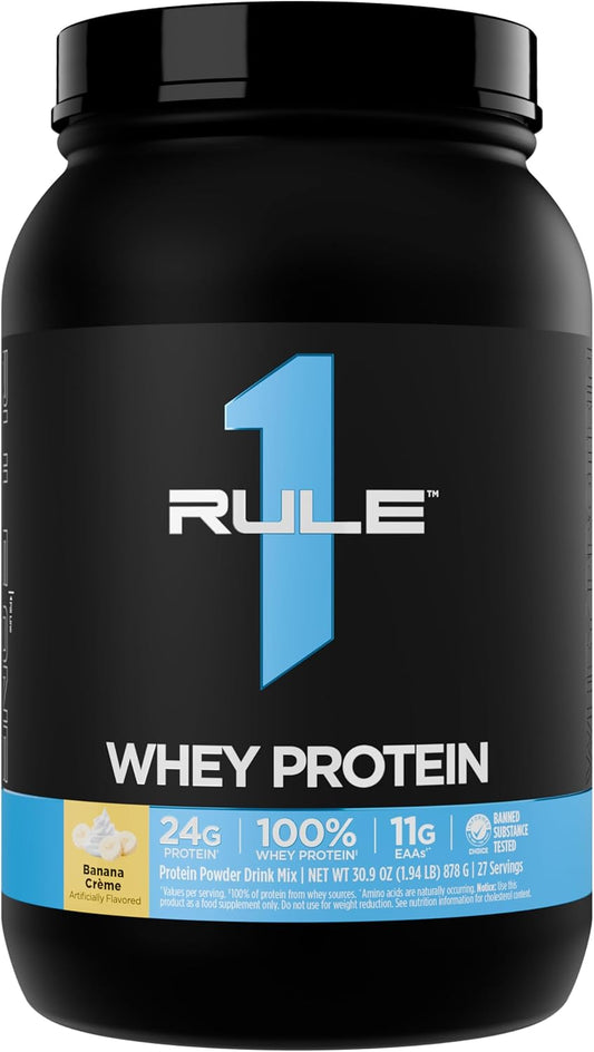 Whey Protein Powder, Banana Crème, 27 Servings | 24G Fast-Acting Protein from All-Whey Sources with Naturally Occurring Eaas & Bcaas for Workout Recovery or Anytime Use