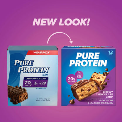 High Protein Bar, Chewy Chocolate Chip, 20G Protein, 12 Ct